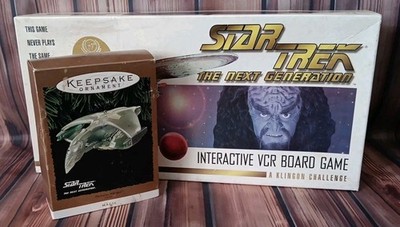 Star Trek Next Generation Interactive VCR Board Game & Hallmark Warbird Ornament