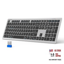 Bluetooth Keyboard Rechargeable, 4-Device Free Switching Silver Grey