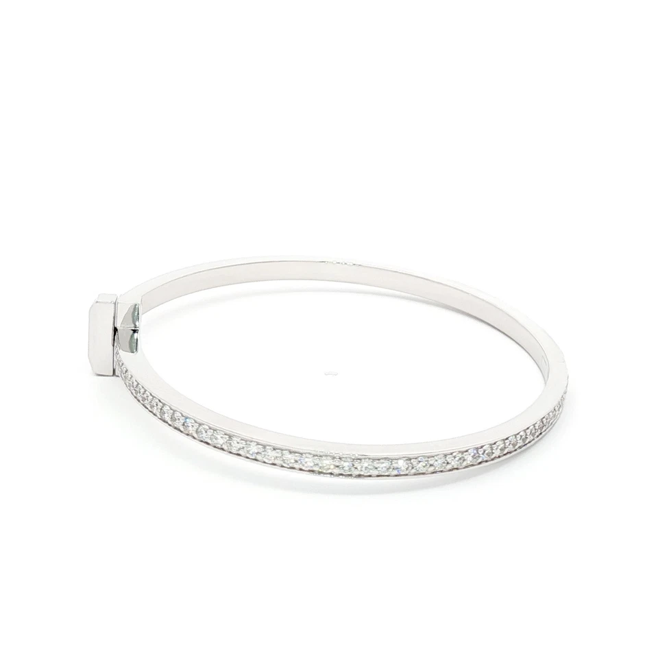 Auténtico brazalete Tiffany & Co. T1 con bisagras de diamantes estrechos de oro blanco de 18 k mediano Foto 3 de 4