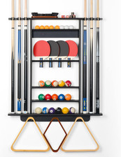 Pool Stick Holder - 2-IN-1 Pool Cue  Ping Pong Paddle Rack, Solid Pine Wood Wal