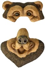 Tree Face Outdoor Décor Wood-Like Hand Painted Sculpted Resin, Black Bear