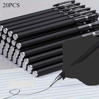 20PCS Ball Point Pens BLACK Gel Ink Pen Smooth Writing - 0.5mm Nib - Best Price 