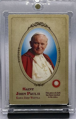 #ad Pope Saint John Paul II Blessed Holy Prayer Card Cloth Touched His Relic Rare $30.00