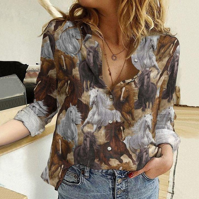 Horse Blouse Shirt Horse Farm Women Shirt Western Shirt For Women Shirt
