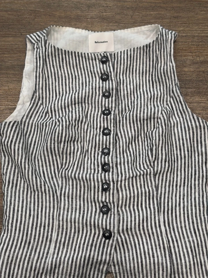 Mini mono a rayas de lino Reformation Addison para mujer 0 Foto 2 de 4