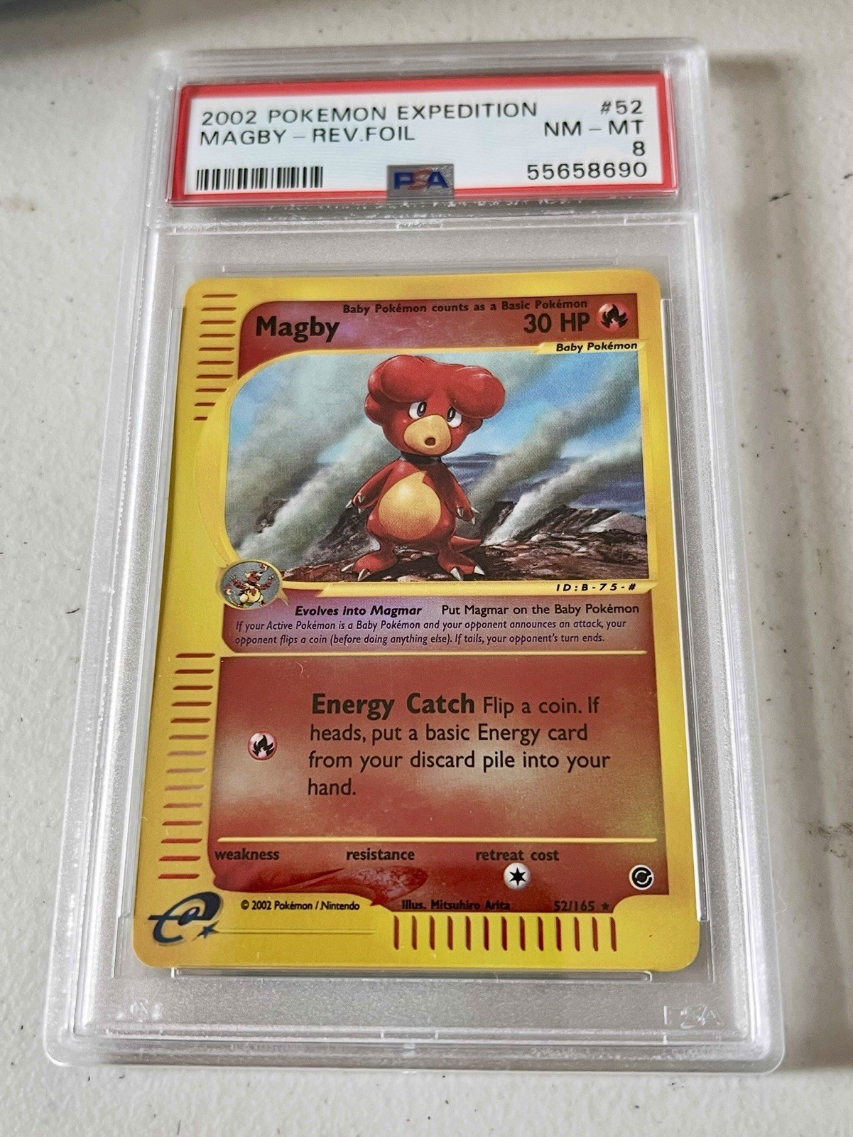 2002 MAGBY 52/165 Expedition Reverse Foil Pokemon Card e-reader holo PSA 8