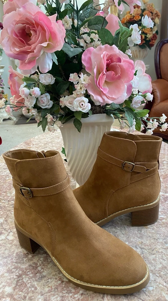 NEW LOFT Women s Almond Toe Ankle Fashion Beige Suede Boots Size 11M 120