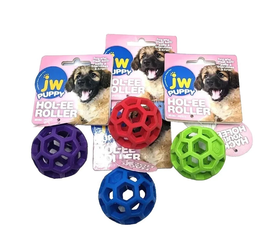 Paquete de mini bolas con rodillo JW Hol-ee (3) juguete para buscar y tratar perros cachorros *los colores varían 2" Foto 3 de 4