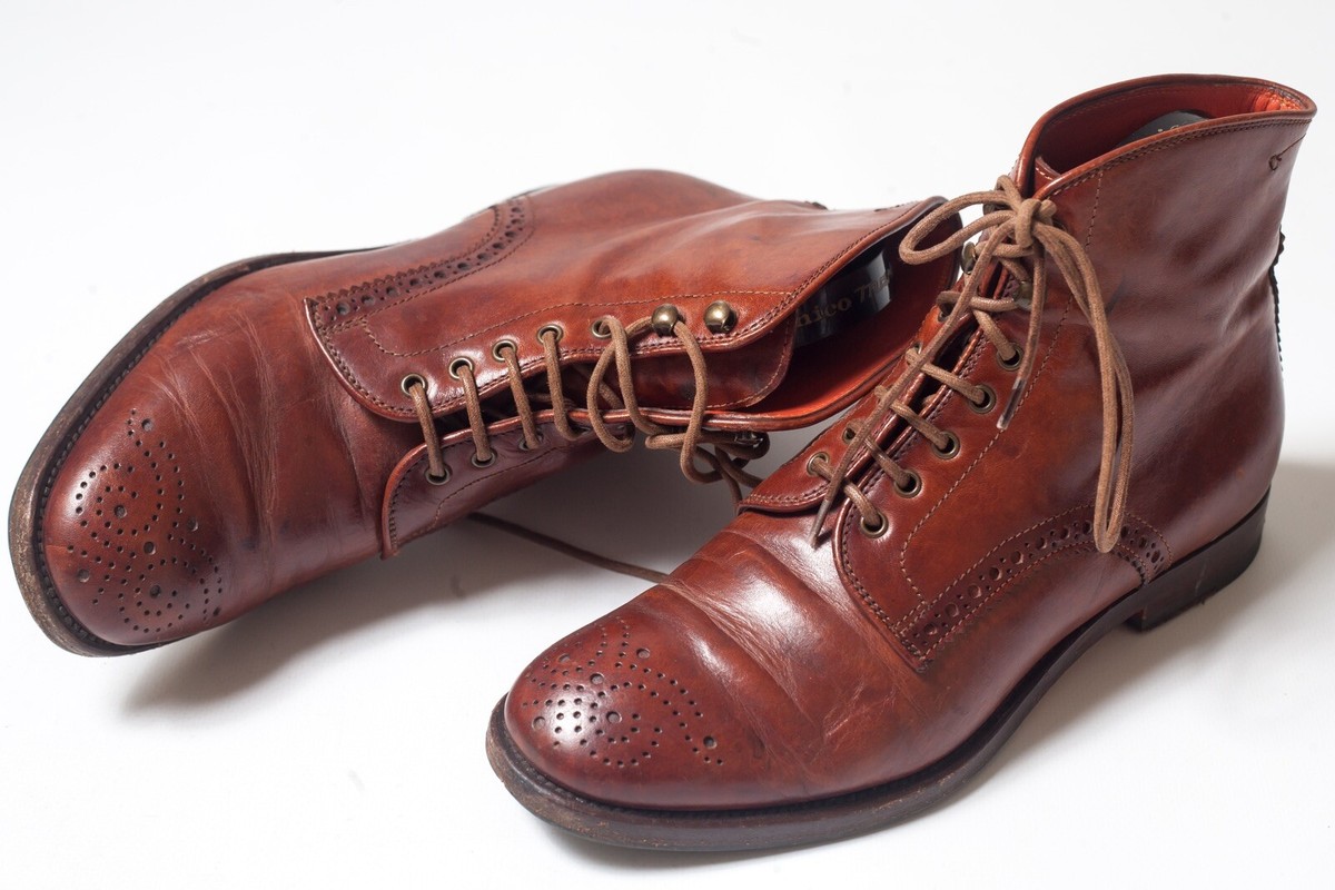 Bottines Santoni En Cuir Noir à Franges - Taille 37 EU - Fait Main En Italie - Occasion