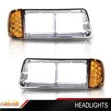 Fit For Freightliner FLD120 Headlight Bezel W/LED Turn Signal Corner RH&LH Light