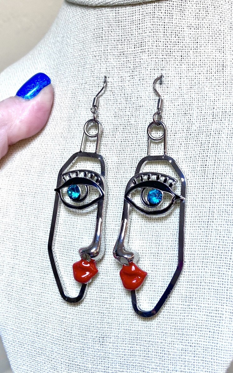 【VASEUL】Rococo Onyx Silver Earrings ピアス FABULOUS LARGE Silver Metal, Crystal & Enamel Woman's