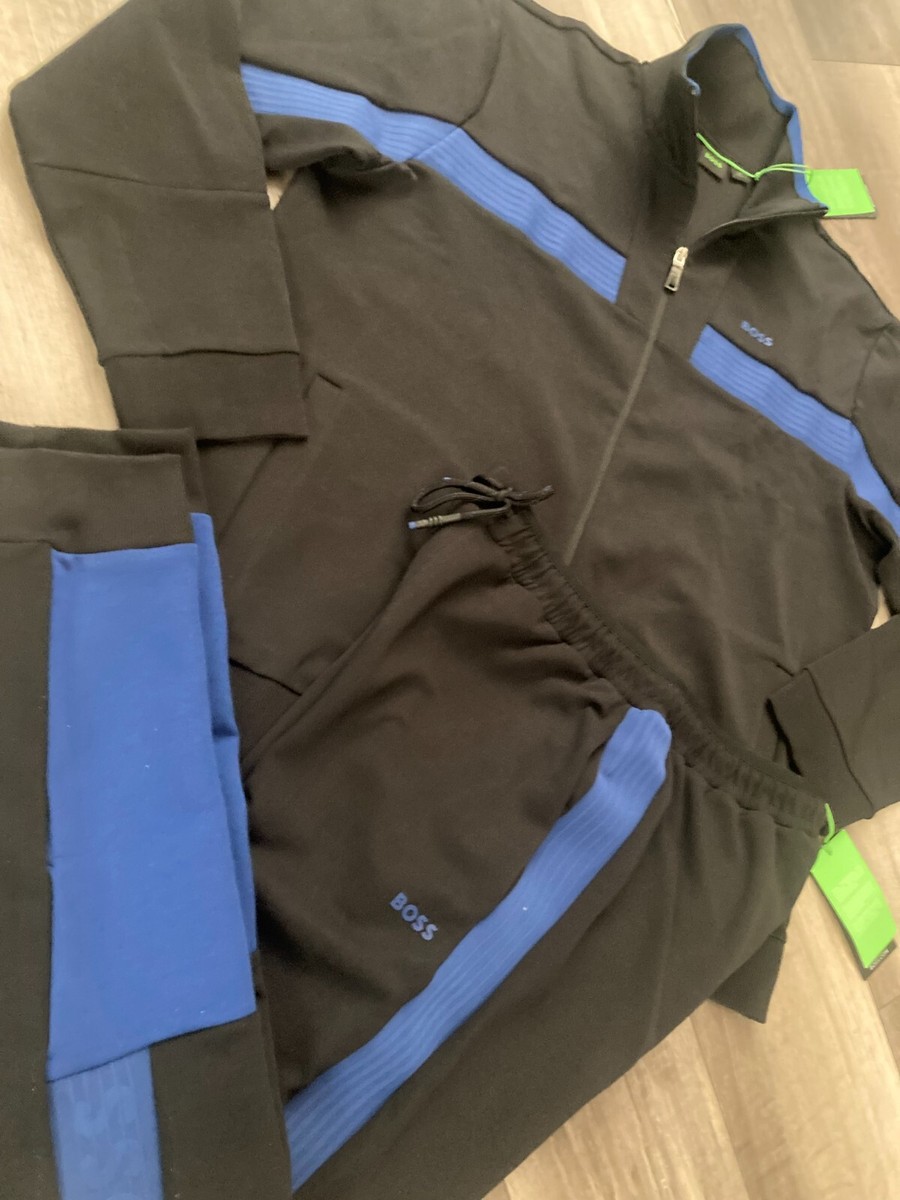 NWT Hugo Boss Tracksuit Set Blue Men's Tape-Trim Zip up
