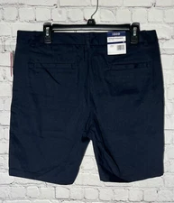 IZOD Womens Juniors Uniform Skinny Bermuda Stretch Navy Blue Size 15 School ware