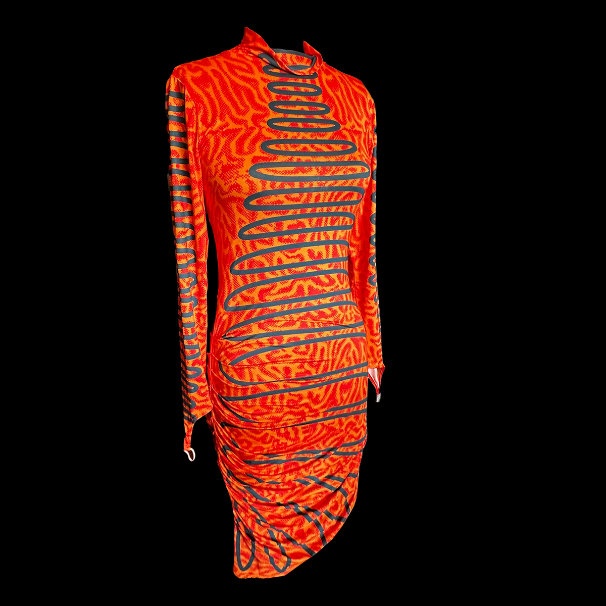 ruched stretch-jersey mini dress Maisie Wilen Graphic Psychedelic Orange Medium Houston Best Seller