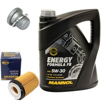 MotoröL Set 5W30 5 Liter + ÖLfilter SH 4093 P + Schraube FüR Mercedes C-Klasse