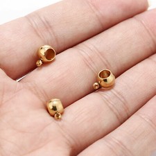 50pcs Gold Stainless Steel Big Hole Round Spacer Beads with Ring for Charm 6.5mm