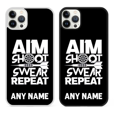 Personalisierte Handyhülle Aim Shoot Repeat Darts für iPhone beliebiger Name Spieler Geschenk