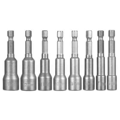 8* 1/4 Zoll Mutterndreher-Bit-Set Sechskant magnetisch metrisch Steckschlüssel Schlagbohrmaschine 6 bis 13 mm UK