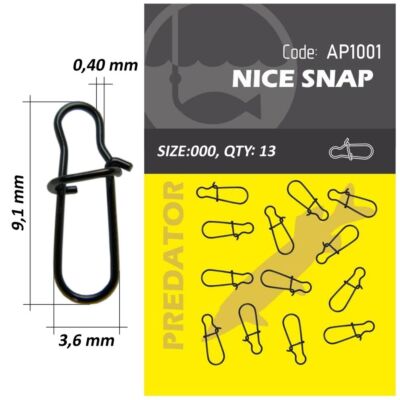 13 x NICE SNAP Raubfisch Karabiner Life-ORANGE Easy Lock Schwarz Black Einhänger