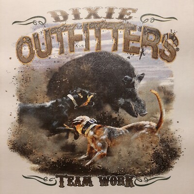 DIXIE OUTFITTERS WILD BOAR HUNTING HOG DOGS TEAM WORK SHIRT  #7043