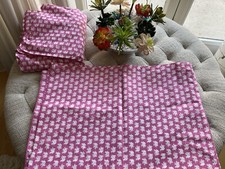 Pottery Barn Kids Twin Flat/Fitted Sheet Pink White Elephant 2 Piece