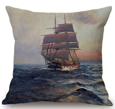 Kissenbezug Canvas-Stoff Marinemalerei Alfred Serenius Jensen Segelschiff