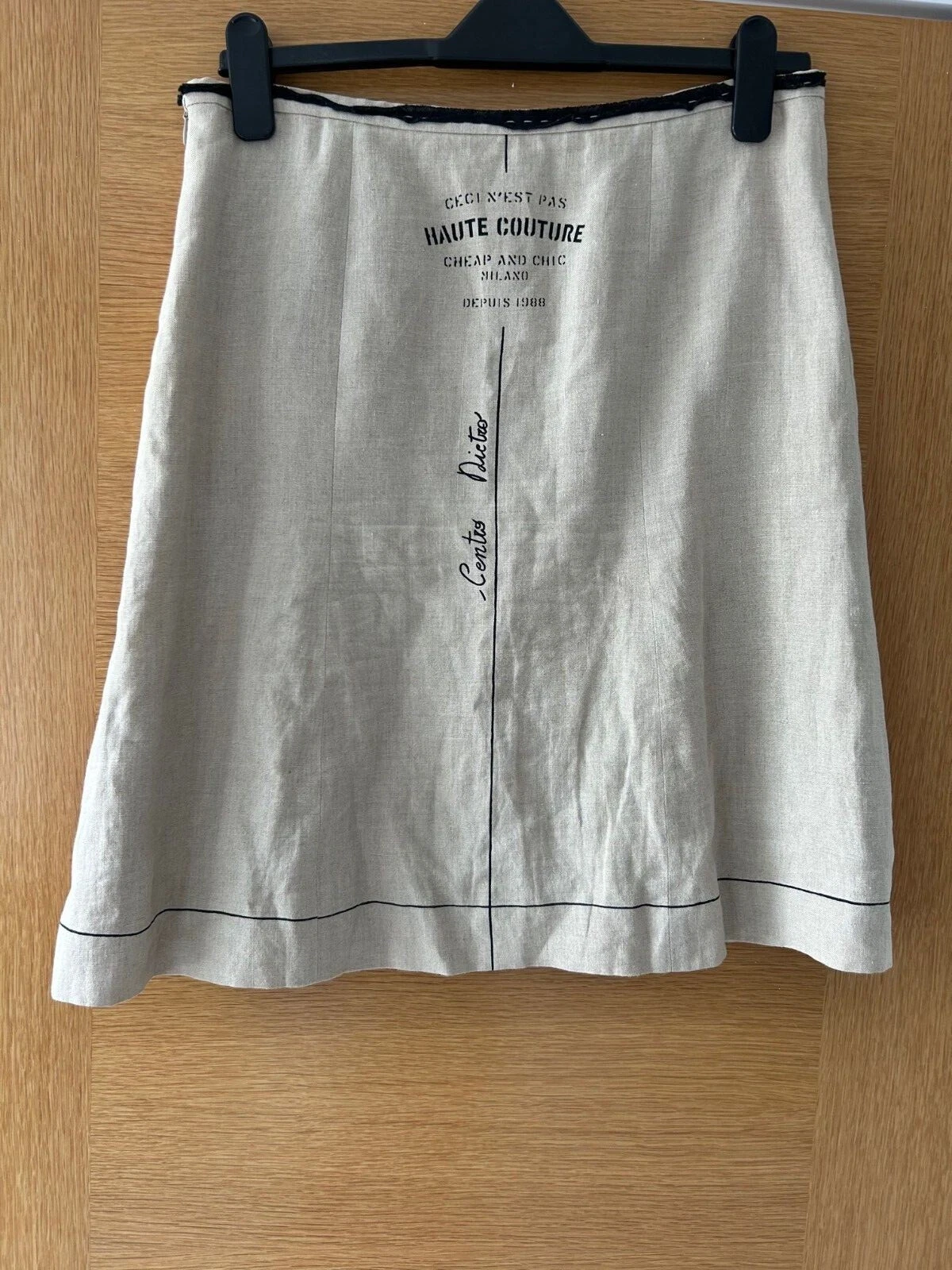 Gonna Moschino Black Linen Ceci N est non haute couture IT44 UK12 rara