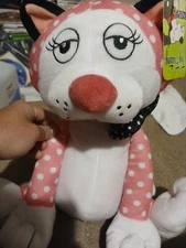 New Toy Factory Plush Polka Dot Pink Kitty Cat 15 IN Tall Pink & White With Tag
