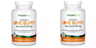 2 pack lot NaturesPlus Chewable Love Buffs Vitamin C  250 mg 90 Tab exp 5/25+