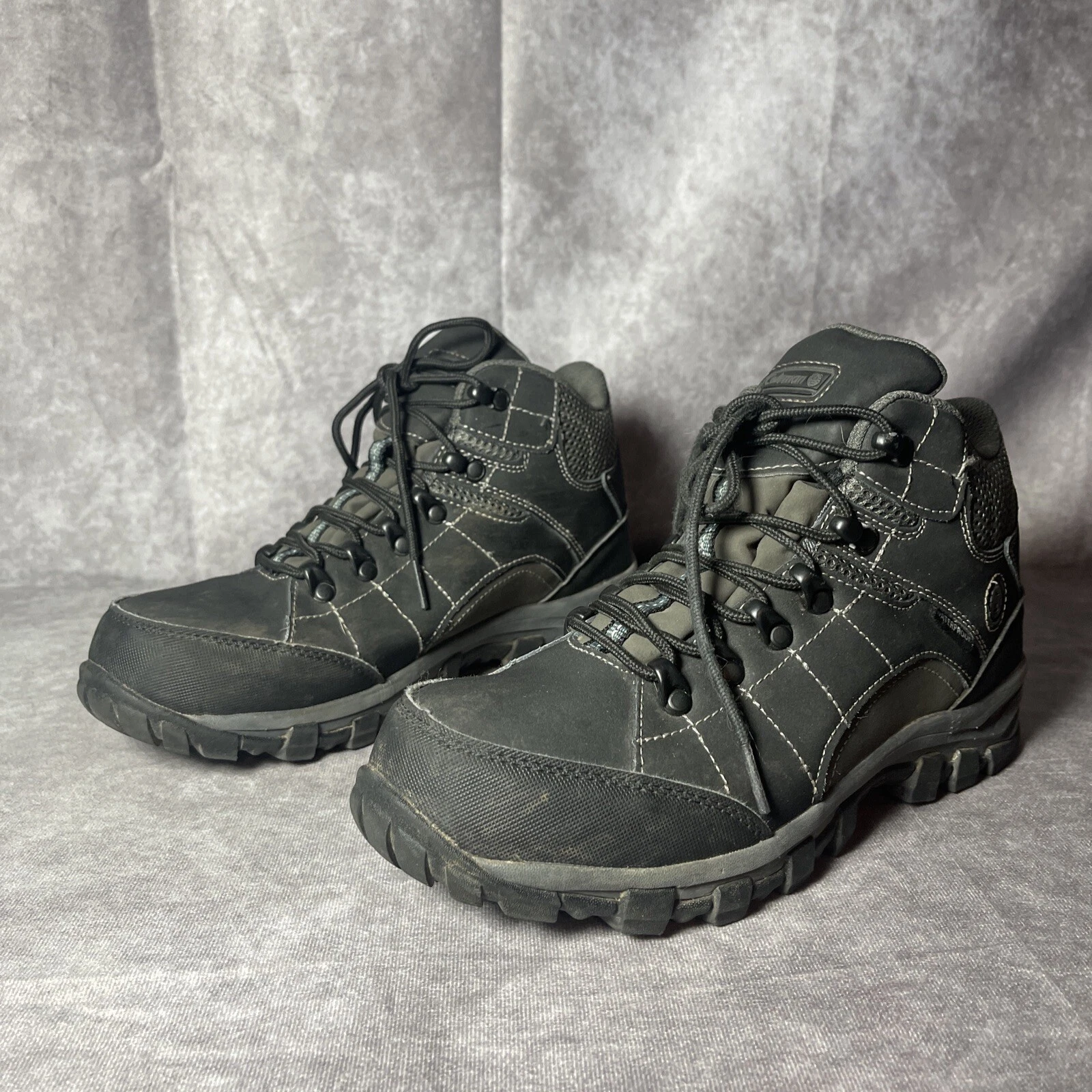 Coleman Rocklin Men's US 7.5M Black & Gray Waterproof Leather Hiking Boots
