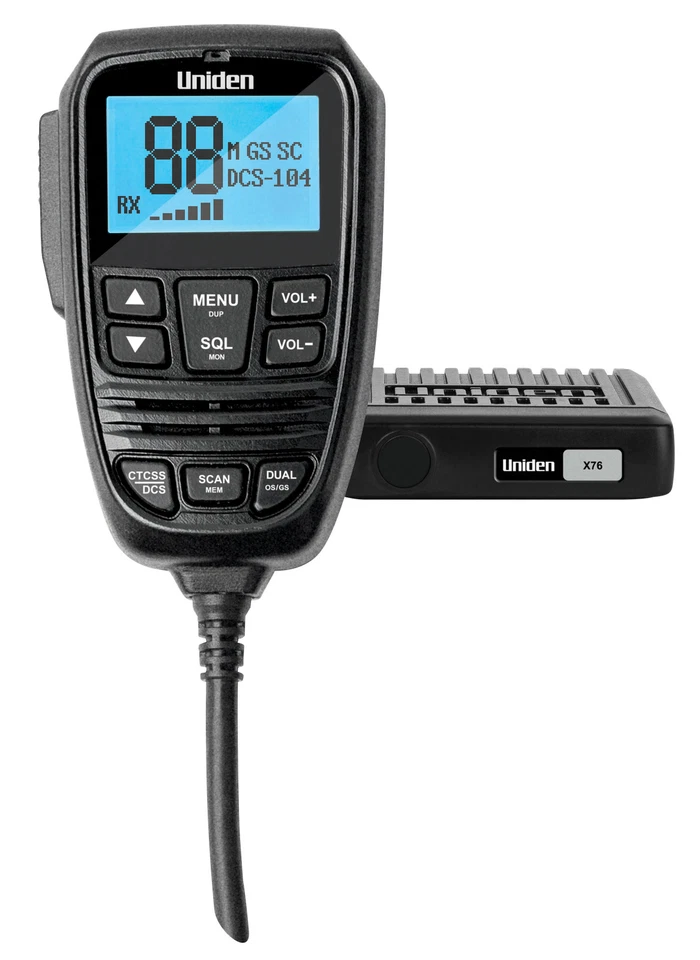 Uniden  X76 Compact UHF CB Mobile With Remote Speaker MIC. Large LCD Display,
