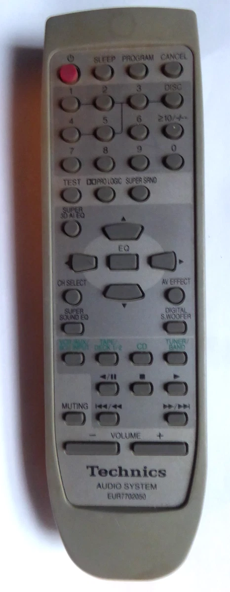 Mando a distancia genuino Technics EUR7702050 para sistema estéreo plateado EH770