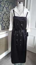 Unique Zara Black Satin Dungaree Pinafore Style Long Dress Size M BNWT