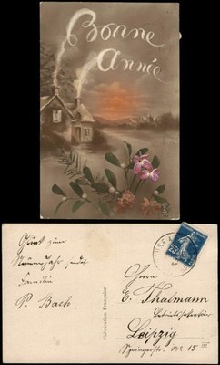 Neujahr Sylvester New Year Bonne Anne France Künstlerkarte 1913