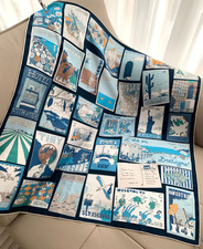 18 Momme Twill Silk Scarf stamp Print Square Double Face 35" Shawl Bandana Wrap