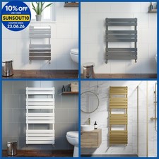 Designer Flat Panel Heated Bathroom Towel Rail Radiator Chrome White Anthracite