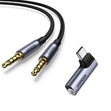UGREEN 6FT 3.5mm Audio Cable Braided 4-Pole Aux Cord Bundle with USB C 6 feet