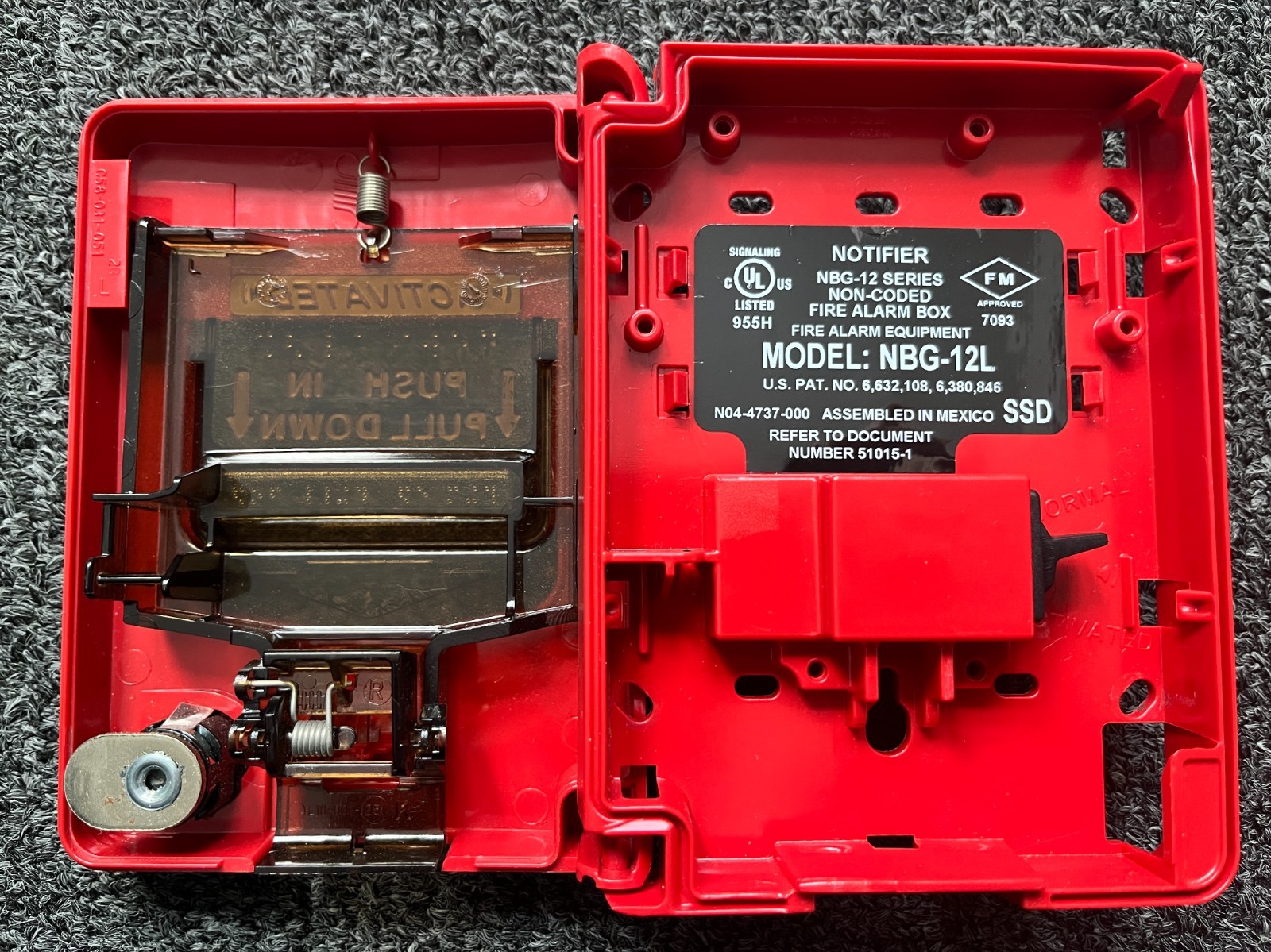 Notifier NBG-12L Fire Alarm Pull Station Conventional Key Lock USED TESTED