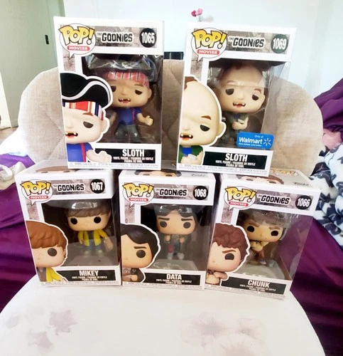 Funko Pop Goonies lot X5 Sloth 1065 Chunk 1066 Mikey 1067 Data 1068 Sloth 1069!