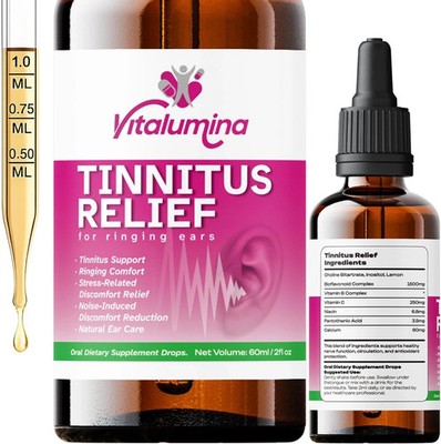 Tinnitus Ringing Ears Liquid Drops for Discomfort Relief Auditory Health 08/2027
