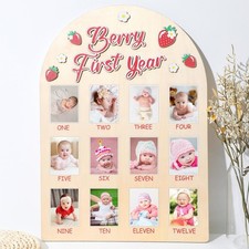 Berry First Year Photo Board Strawberry Birthday Party Decorations colorful