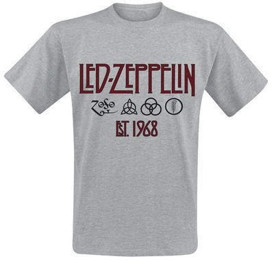 Led Zeppelin T-Shirt Herren Symbols Est. 1968 grau meliert Band-Merch, Bands