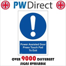 SIGN Power Assisted Door Press Touch Pad To Exit Mandatory Instruction MA869A
