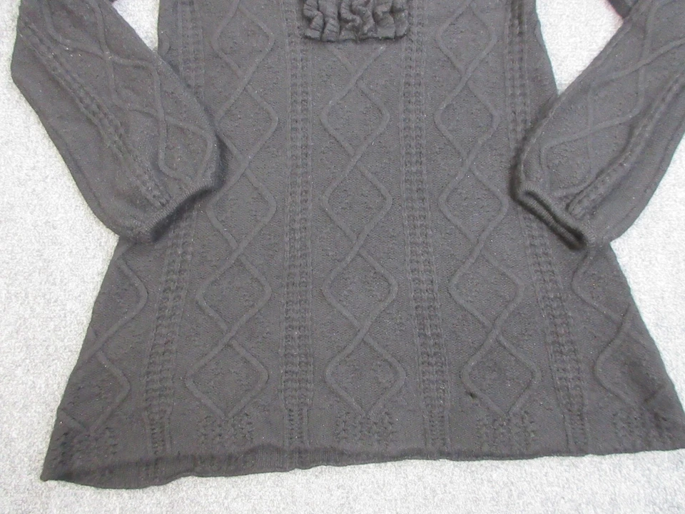 Suéter Juicy Couture Mujer Pequeño Negro Mezcla de Lana Volantes Tejido Pullover Angora Foto 2 de 4