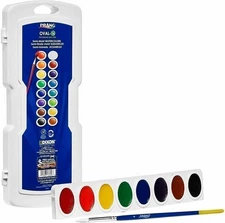 Prang Oval Watercolor Paint Set with Brush,16 Assorted Colors