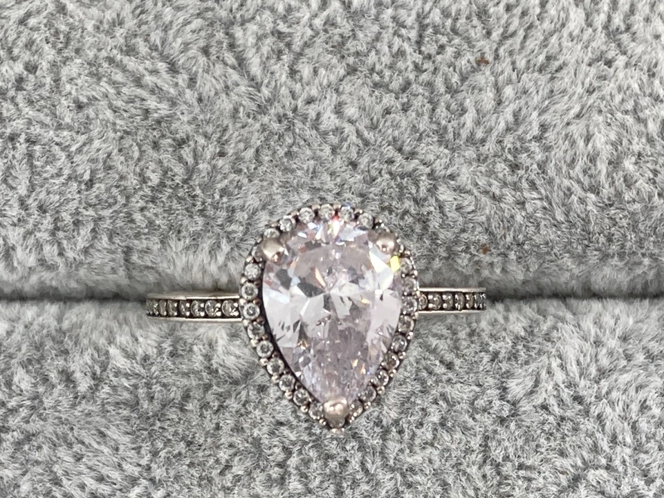 Pandora Teardrop Sparkling Halo Teardrop Ring Sterling Silver CZ Stones 196251CZ - Image 3 of 4