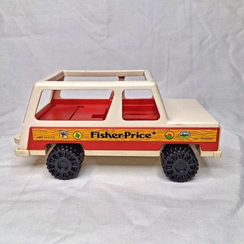 1979 Fisher Price Little 992 People Station Wagon Jeep Camping Truck Vintage Car