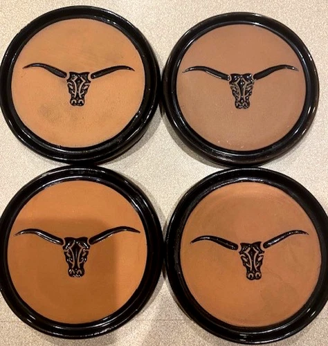 SET OF 4 - FRANKOMA POTTERY 3 5/8" DIAMETER COASTERS - MADE IN USA #2