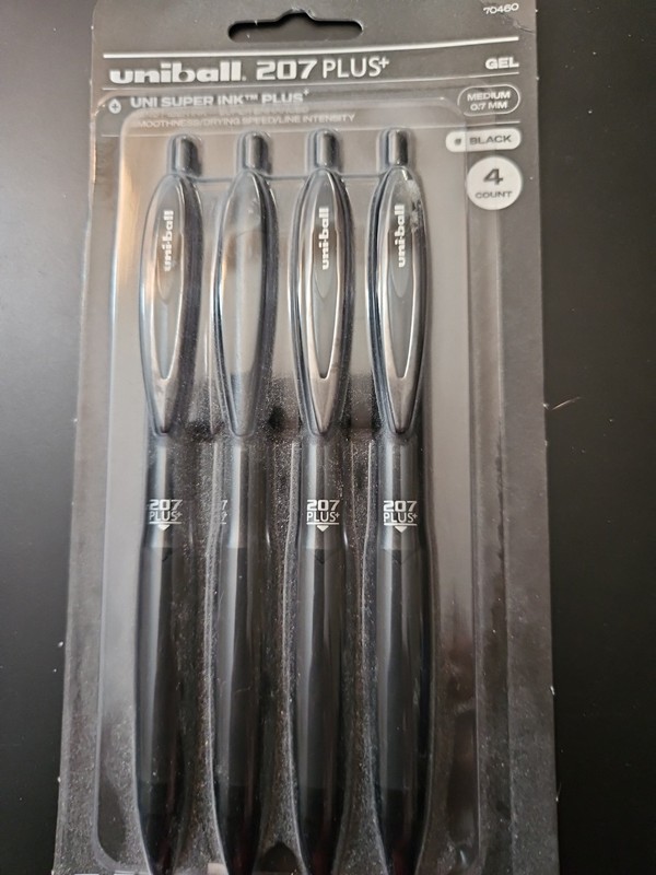 Uniball 207 Plus  4 Pack Black Pens