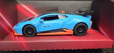 Lamborghini Huracan STO Diecast Model Car Blue Orange Black Scale 1:32 1:53